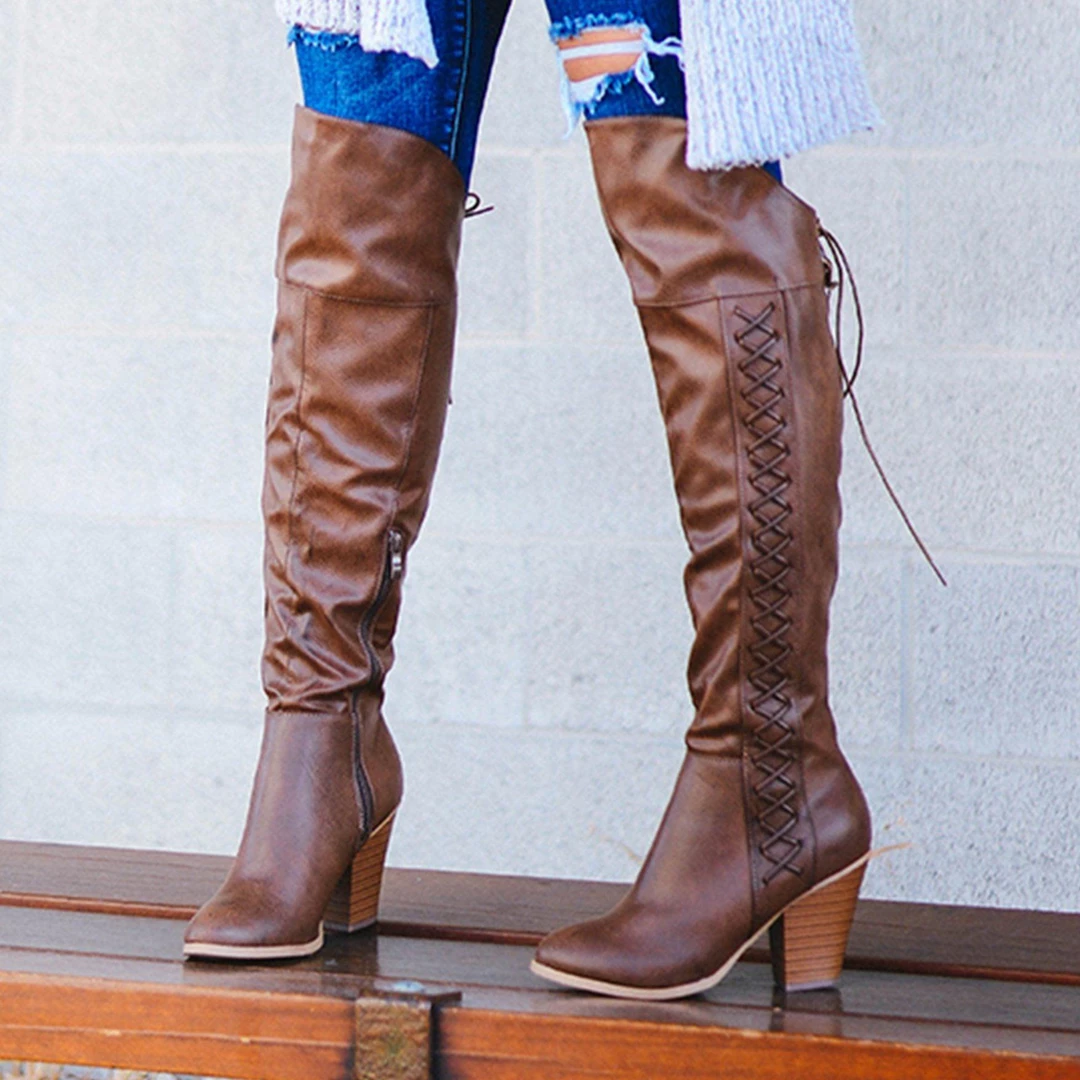 Journee Collection SPRITZ LEATHER MEDIUM CALF Boots 3 Journee Collection SPRITZ LEATHER MEDIUM CALF Boots